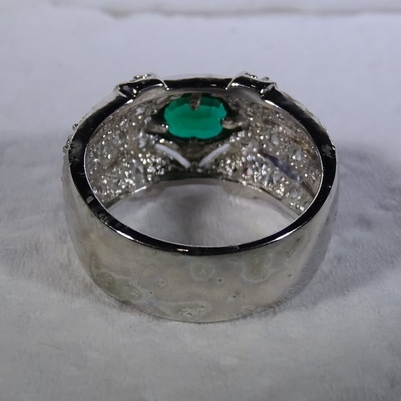 LAB EMERALD & CUBIC ZIRCONIA RING - Picture 4 of 5